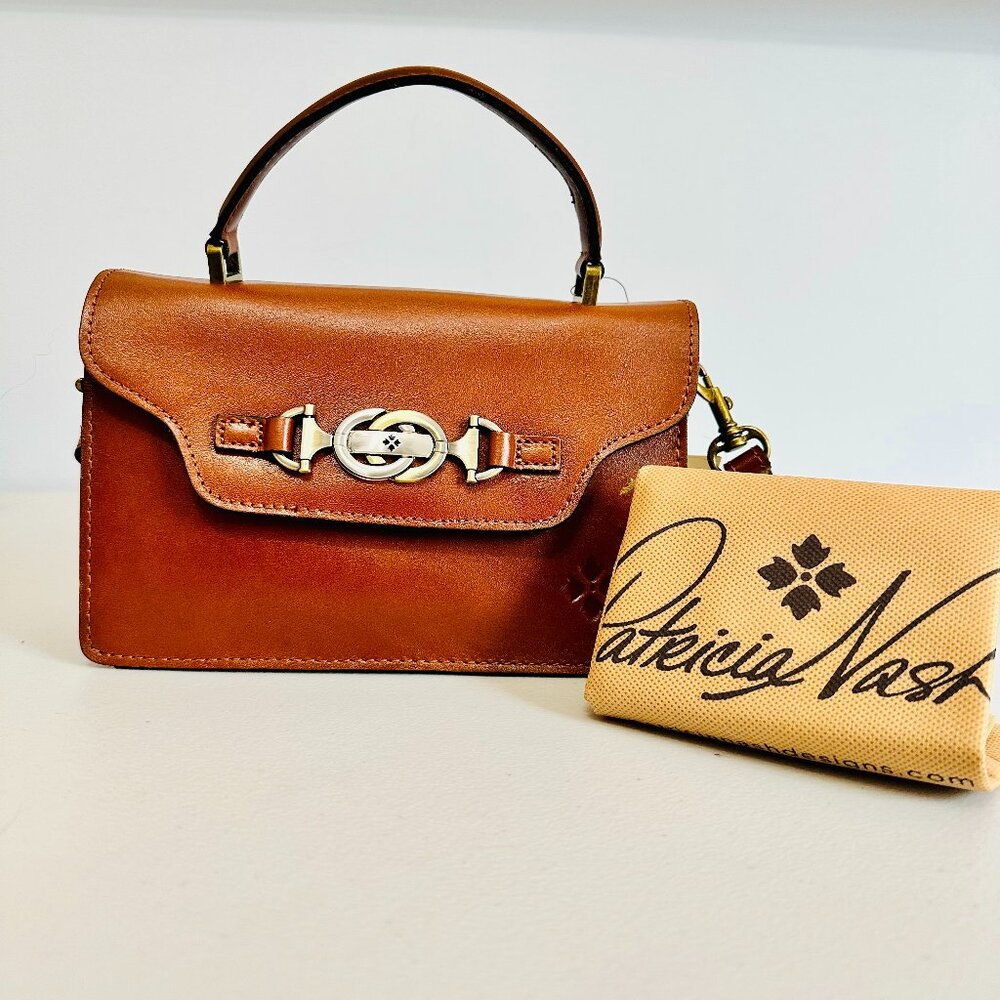 PATRICIA NASH 2-WAY HERITAGE LEATHER PORCILI TAN SATCHEL CROSSBODY BAG $199